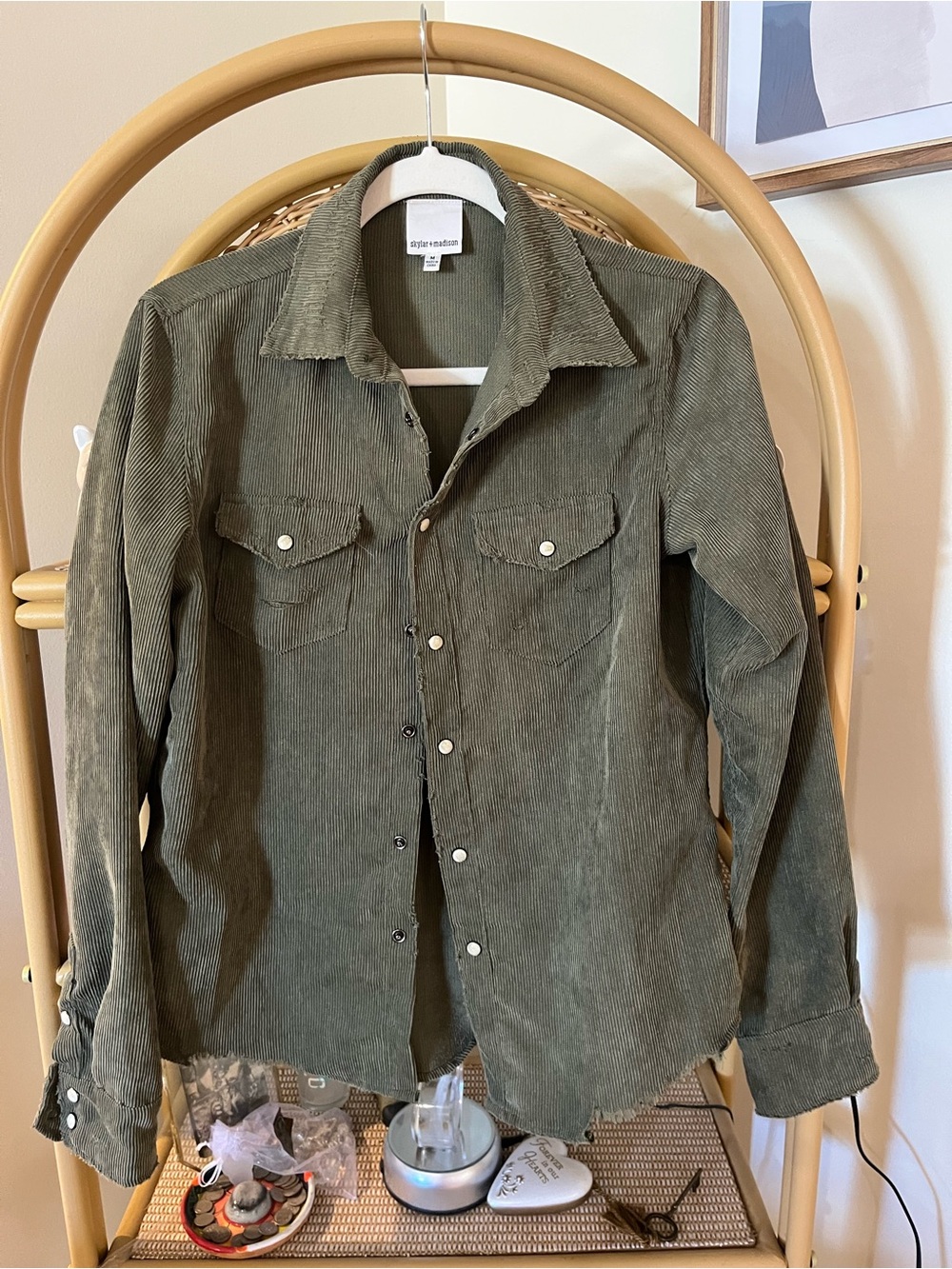 Skylar + Madison Olive Green Corduroy Shirt Jacket